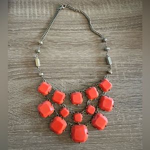 Stella and Dot orange and gold statement necklace